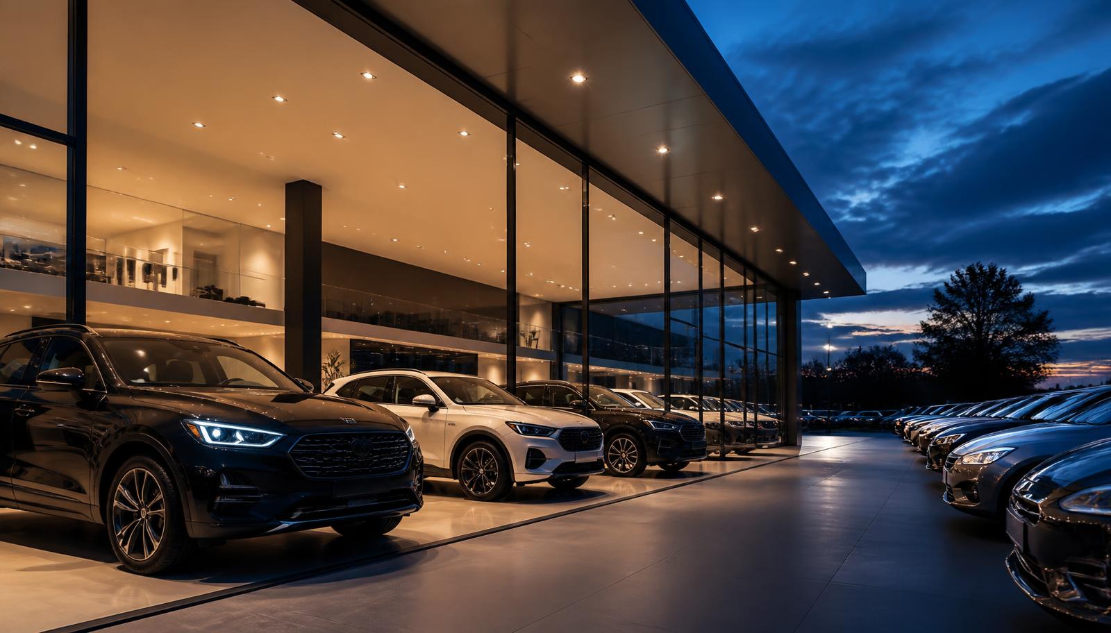 Showroom da Foschini Veículos com SUVs e sedãs seminovos